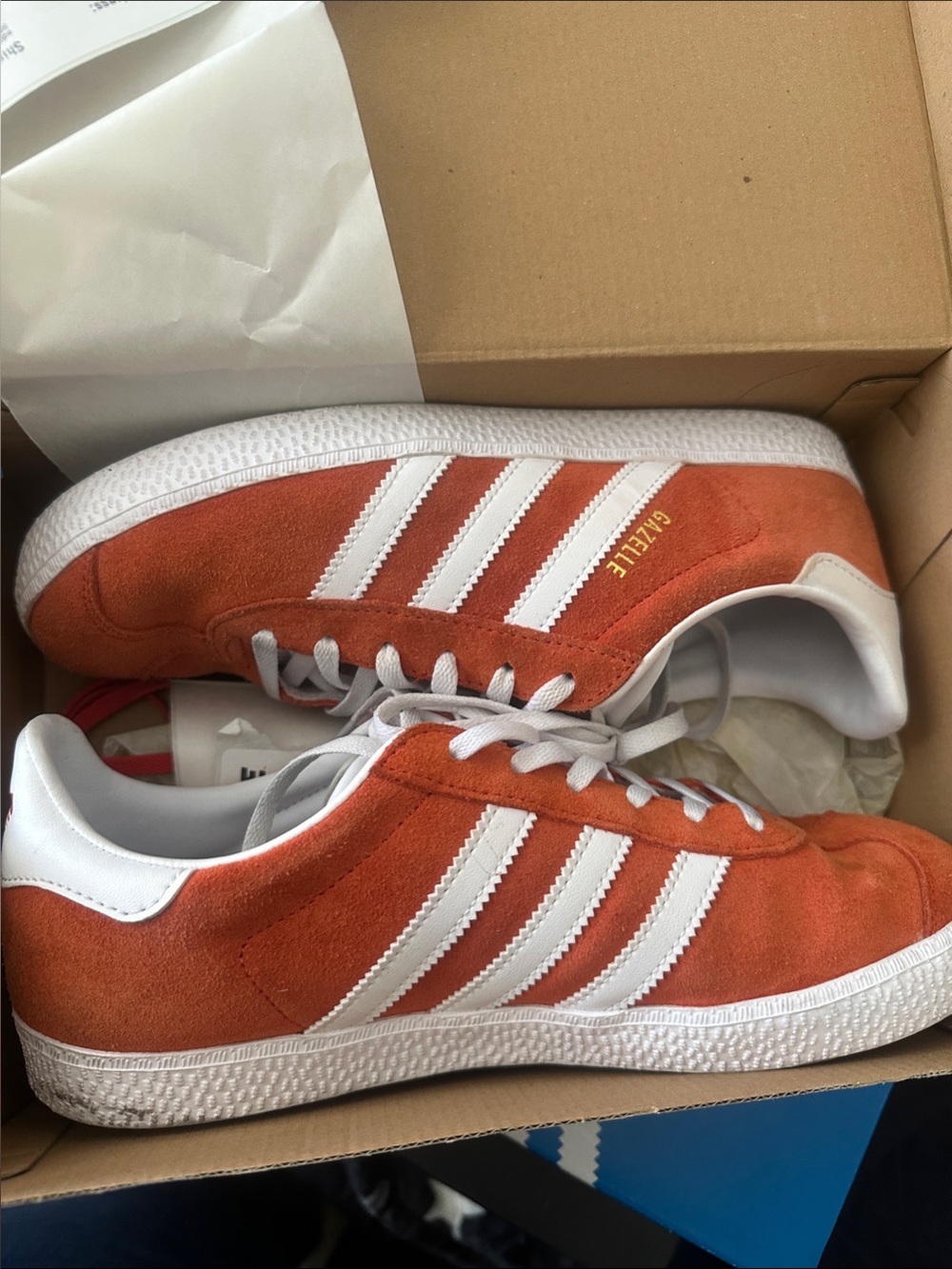 adidas Gazelle Suede Sneakers - Orange & White